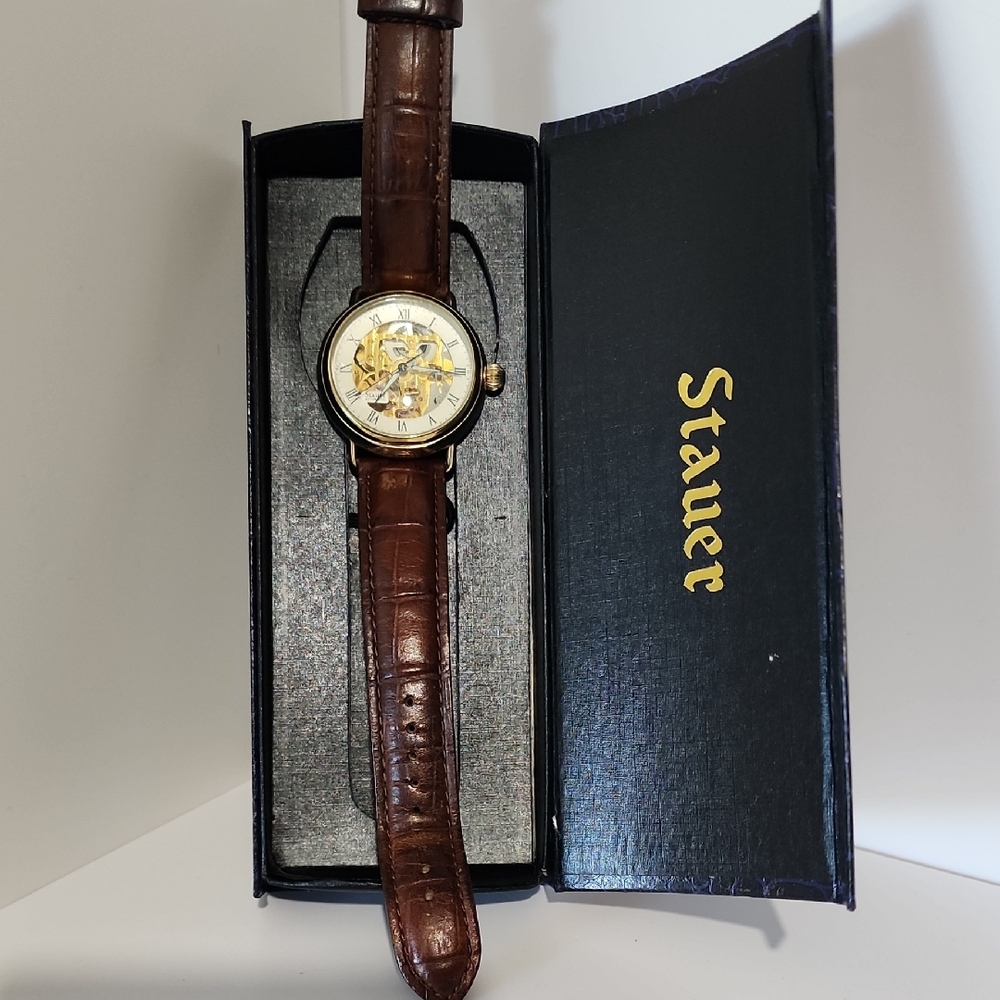 Stauer Vintage Brown Leather Strap Watch